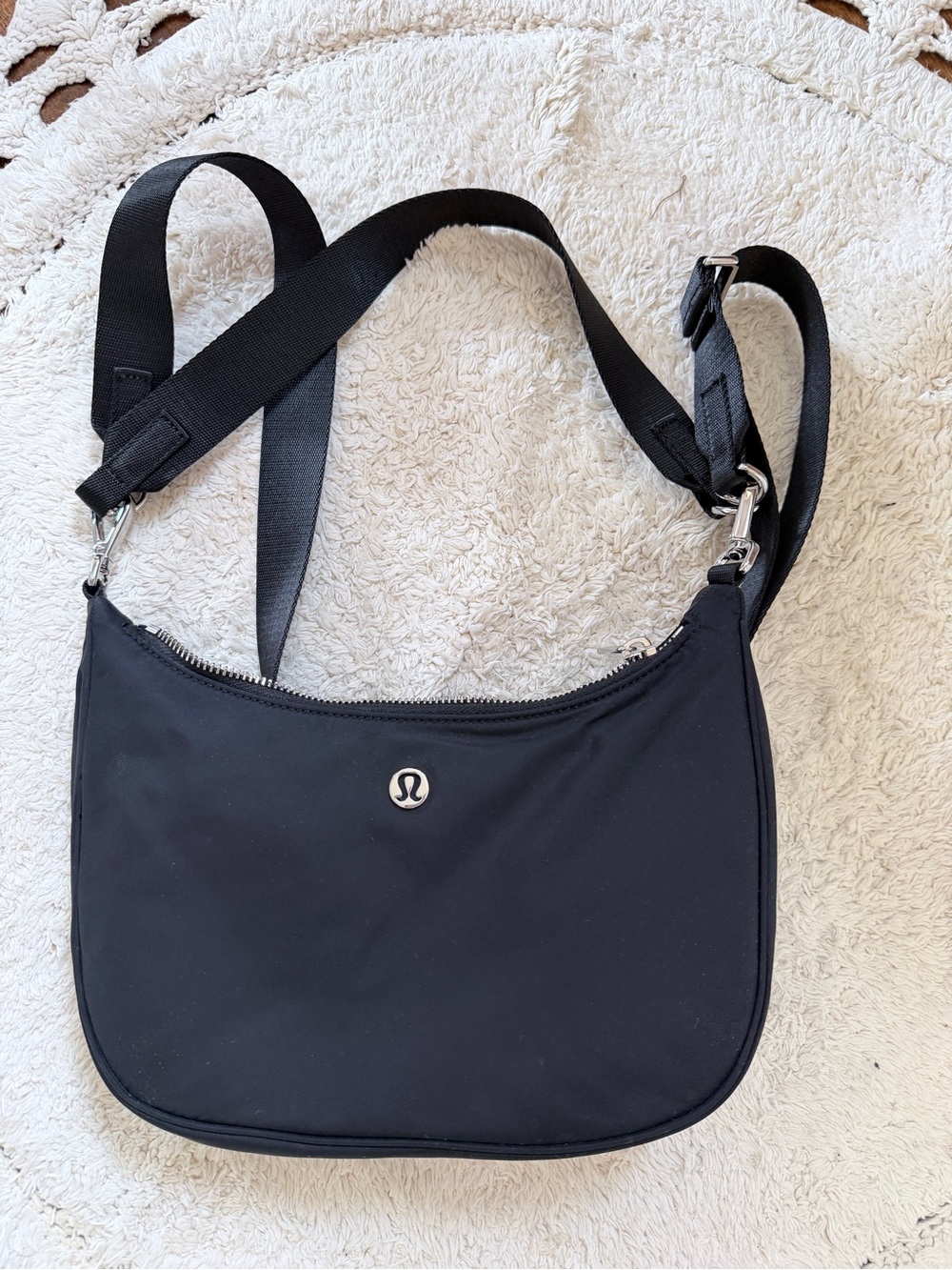 lululemon athletica Black Nylon Crossbody Bag with Adjustable Strap